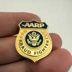 AARP Fraud Fighter Magnet Badge (note: magnet can be moved / removed)