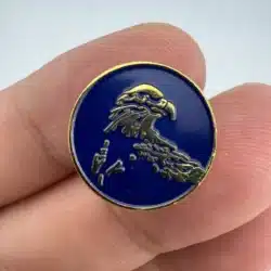Purple / Dark Blue & Gold Tone Eagle Round Lapel Hat Pin