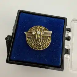 Alternative view of Boeing 25 Years Employee Service Tie Tack Pin - 1/10 10K GF + 3 Stones + Box