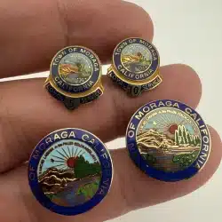 Town Of Moraga California 5 + 10 Year Loyal Service Pins + 2 Seal Pins