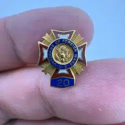 Vintage VFW Veterans of Foreign Wars 20 Year Pin - 1/10 10K GF