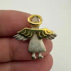 Vintage Silver & Gold Tone Halo Angel Brooch Pin - Signed IM 95