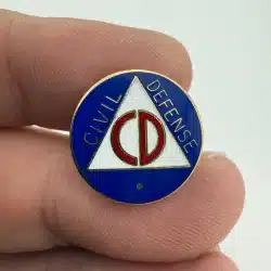 CD Civil Defense Screwback Pin - Unique Small Dot Below Logo