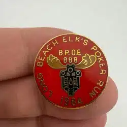 1984 Long Beach Elk's Poker Run Lapel Hat Pin - BPOE 888 - Motorcycle Theme