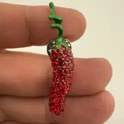 Red Chili Lapel Hat Pin - Red Rhine Stones - Restaurant?