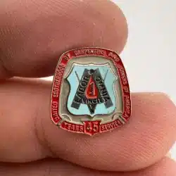 UBC United Brotherhood of Carpenters Joiners of America 45 Year Pin - Baby Blue