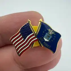 US United States Flag and Air Force Flag Crossed Pin
