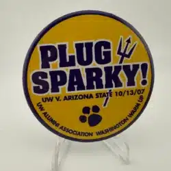 2007 University Of Washington Alumni Association Plug Sparky! 3" Pinback Button