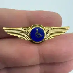 Handicap Logo Flight Wings Badge Pin *off-center logo*