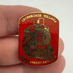 Crossroads Village Huckleberry Railroad Enamel Lapel Pin with Train