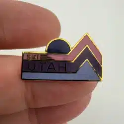 Ski Utah Pin Brooch - Purple Sun/Moon, Pink, Light Purple, Light Blue Coloring