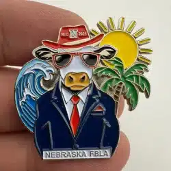 FBLA Future Business Leaders Of America Nebraska Pin - Cow In A Suit and Hat