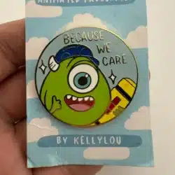 KellyLou Because We Care Monster Pin - Fantasy Pin *flaws*