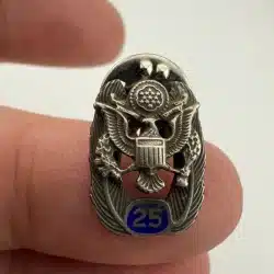 Vintage Sterling Silver + Enamel ARMY 25 Year Service Lapel Pin - LS STERL