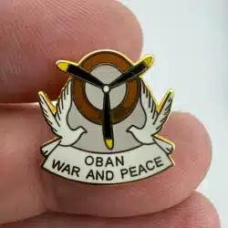 Oban War and Peace Museum Pin - Doves, Aircraft Propeller, and Gun Barrel - UK