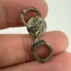 PSCOA Pennsylvania State Corrections Officers Association Handcuffs Pin *rusted*