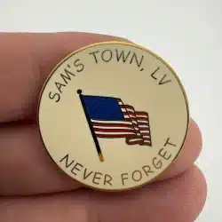 Sam's Town Las Vegas Nevada Never Forget American Flag Pin *marks*