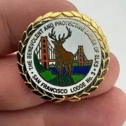BPOE Elks Lodge No. 3 San Francisco California Pin with Bridge, Water, Elk, etc