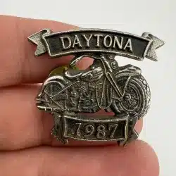 Vintage 1987 Daytona Motorcycle Dual Clasp Pin