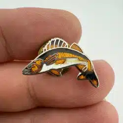 Orange, Black, and White Fish Enamel Lapel Hat Pin - Walleye Fish Pin???