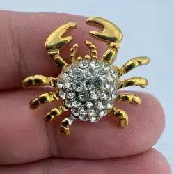 Rhinestone Crab Tie Tack Pin