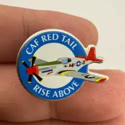 CAF Red Tail Rise Above P-51C Mustang Airplane Pin