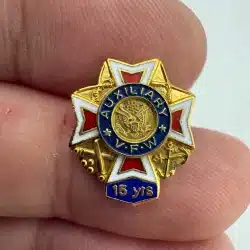 VFW Veterans Of Foreign Wars Ladies Auxiliary 15 Years Member Pin Brooch