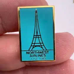 Northwest Airlines June 1989 Service To Paris Celebration Pin with Eiffel Tower
