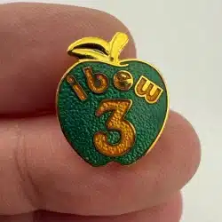 IBEW LOCAL #3 Pin, NYC. NEW YORK CITY UNION BIG GREEN APPLE LU 3