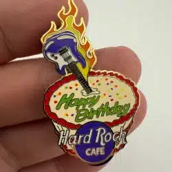 Hard Rock Cafe Happy Birthday Cake Pin - Sprinkles, Guitar Candle On Fire, etc