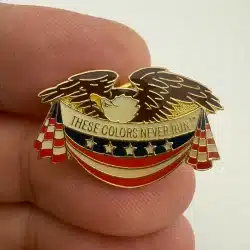 These Colors Never Run Eagle and Flag Enamel Pin by AmincoUSA