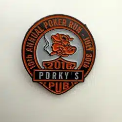 2016 Porky's Pub 10th Annual Poker Run Lapel Hat Pin