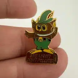 Vintage Woodsy Owl Give A Hoot! Don't Pollute! Pin Brooch - RARE