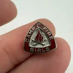 Vintage Camp Fire Girls Sterling Pin Brooch with red enamel