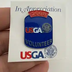 2008 USGA United States Golf Association Volunteer Pin on original card