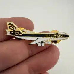 WASHINGTON DISTRICT 1 LITTLE LEAGUE JET AIRPLANE PIN - DUAL CLASP