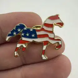 Patriotic Horse Lapel Hat Pin - Flag