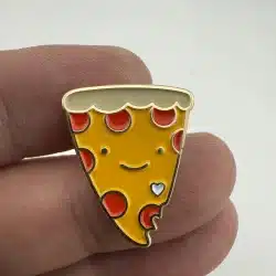 Happy Slice Of Pepperoni Pizza Lapel Hat Pin