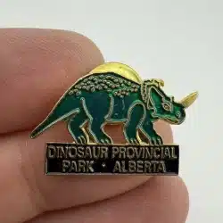 Dinosaur Provincial Park Alberta Canada Pin with Green Triceratops