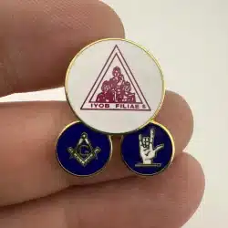 Masonic IYOB FILIAE Job's Daughters Square and Compass I Love You Handsign Pin
