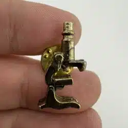 3D Microscope Lapel Hat Pin - Gold Tone