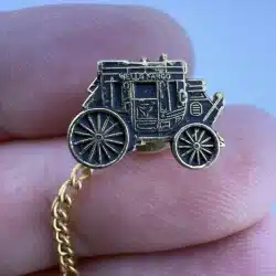 Wells Fargo Stage Coach Tie Tack Pin on chain with bar