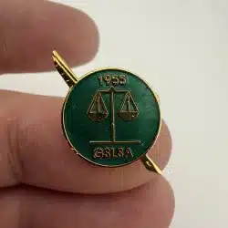 1955 GSLSA Enamel Pin Brooch with Scales Of Justice and Feather Quill Pen