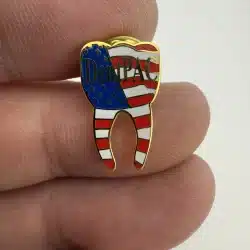 DentPAC Dental PAC Tooth Shaped Lapel Pin with American Flag - Last One
