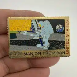 NASA USPS 10c Airmail Stamp Pin - First Man On The Moon - Astronaut