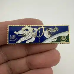 NASA Astronaut Tethered To Capsule USPS 5c Stamp Pin