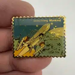 NASA Space Shuttle Dropping Boosters USPS 18c Stamp Pin - Benefitting Mankind