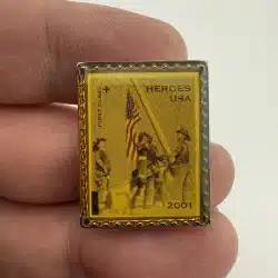 USPS Heroes USA 9/11 Stamp Pin - Firefighters Raising Flag at World Trade Center