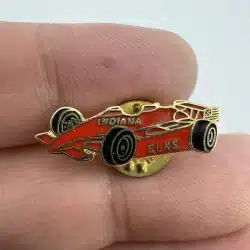 BPOE Elks Of Indiana Red Race Car Lapel Pin
