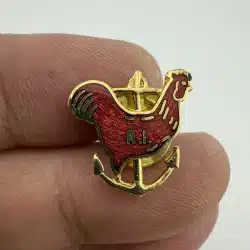 R.I. Rhode Island Rooster and Anchor Lapel Hat Pin